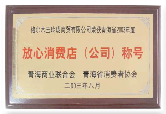 2003年度放心消费店（公司）称号